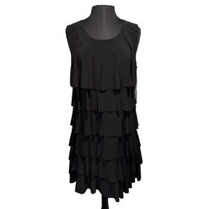 NEW Libra Black Tiered Ruffle Dress Sleeveless Cocktail‎ Party XL Made in Canada